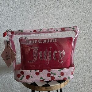 NWT Juicy Couture Pink Cherry Cosmetic Bag Set